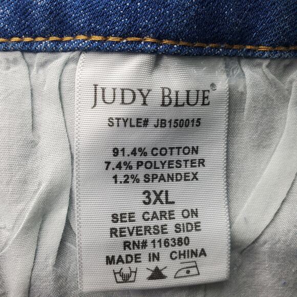 Judy Blue Womens High Rise Leopard Patch Cut Off Distressed Shorts Size 3XL - Picture 4 of 5